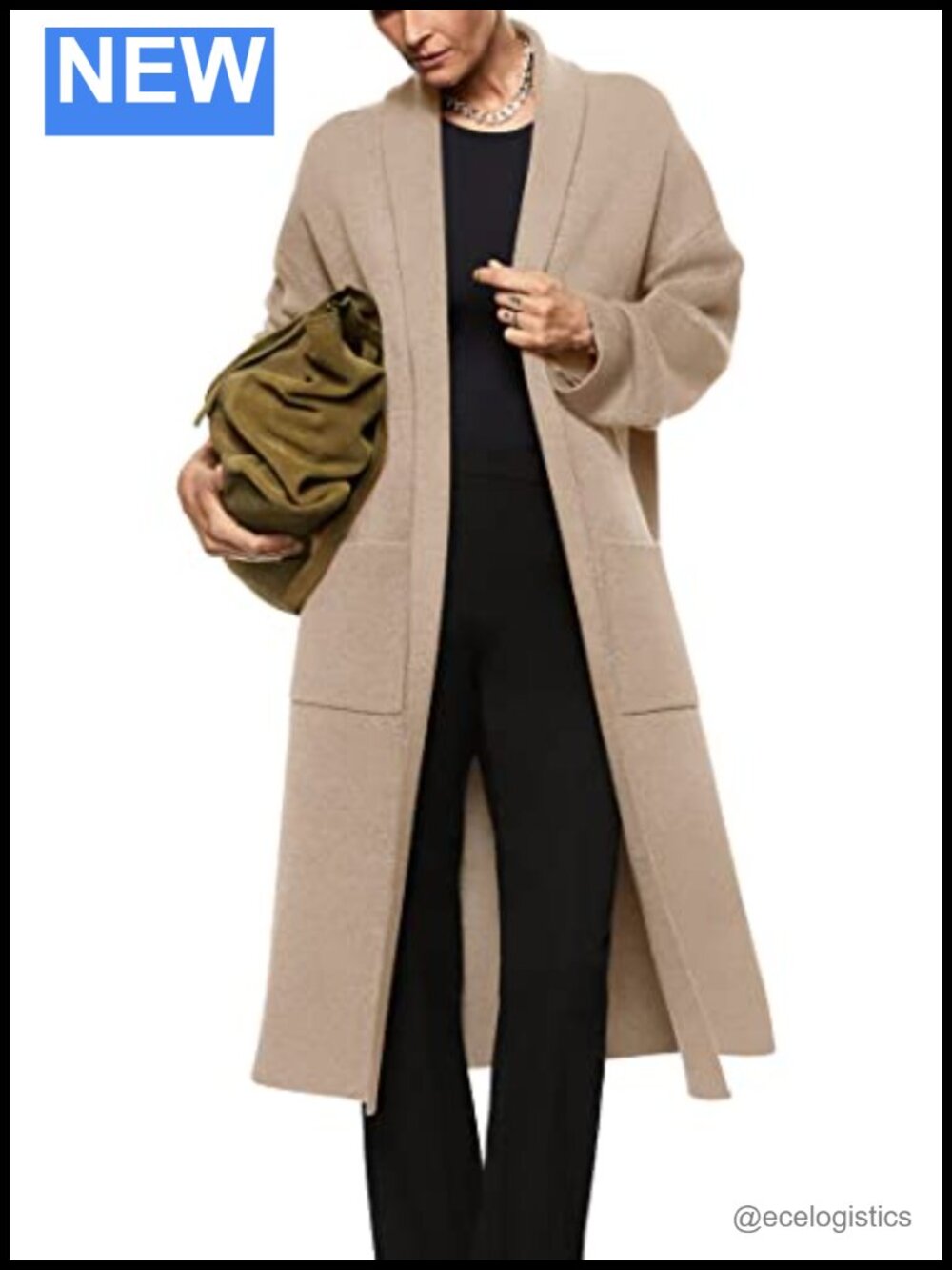 Oversized Open Front Maxi Cardigan Sweater Coat Long Sleeve